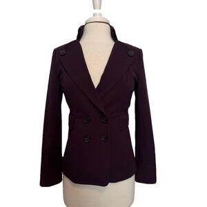 Whimsigoth Women's Purple Double Breasted High Collar Tailored Blazer‎ Jacket M